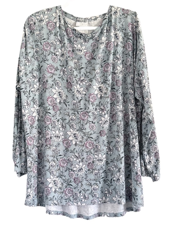 J. Jill Tops - J. Jill Dusty Blue Floral Long-Sleeve Tunic